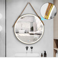 Bathroom Led Mirror 32 Inch Round Bathroom Mirror With Lights Smart 3 Lights Dimmable Illuminated Bathroom Mirror Wall Mounted Large Led Mirror Anti Fog Lighted Vanity Mirror Gold Modern Aluminium