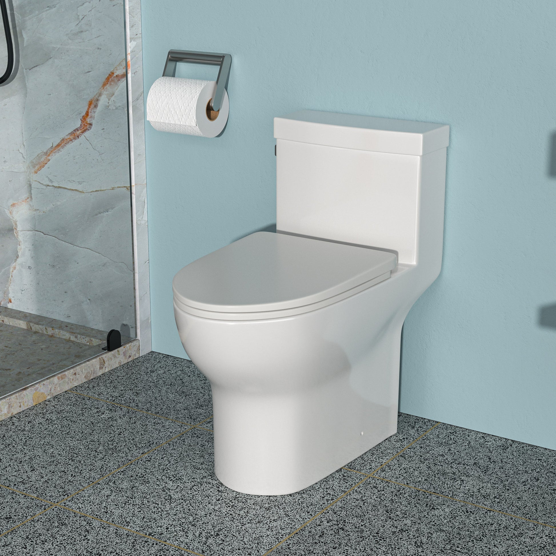 Ceramic One Piece Toilet,Single Flush With Soft Clsoing Seat White Ceramic