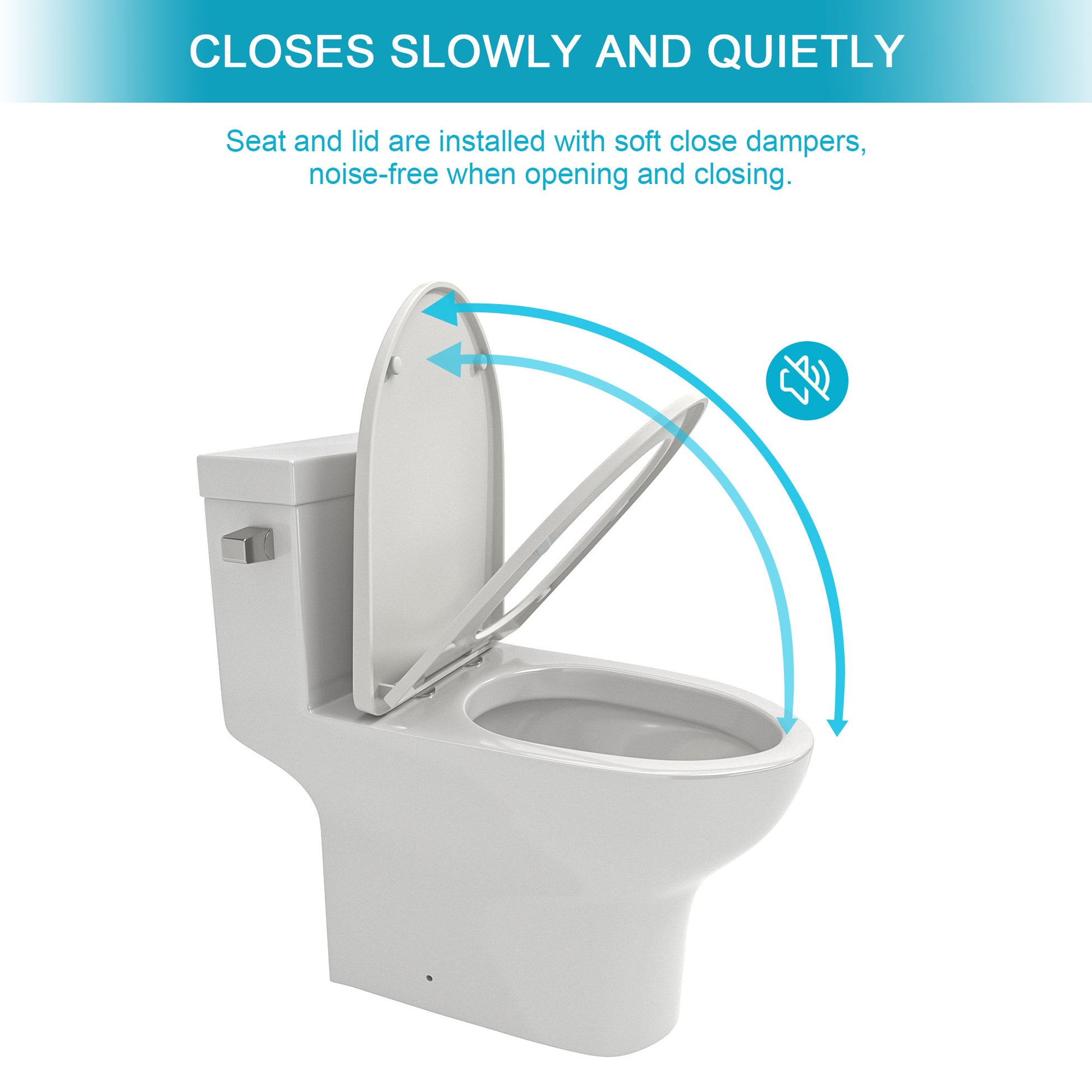 Ceramic One Piece Toilet,Single Flush With Soft Clsoing Seat White Ceramic