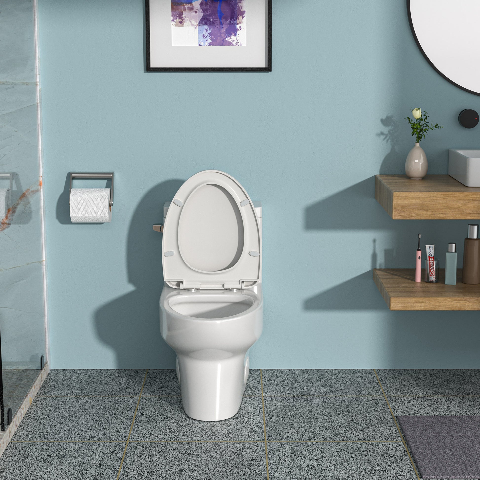 Ceramic One Piece Toilet,Single Flush With Soft Clsoing Seat White Ceramic