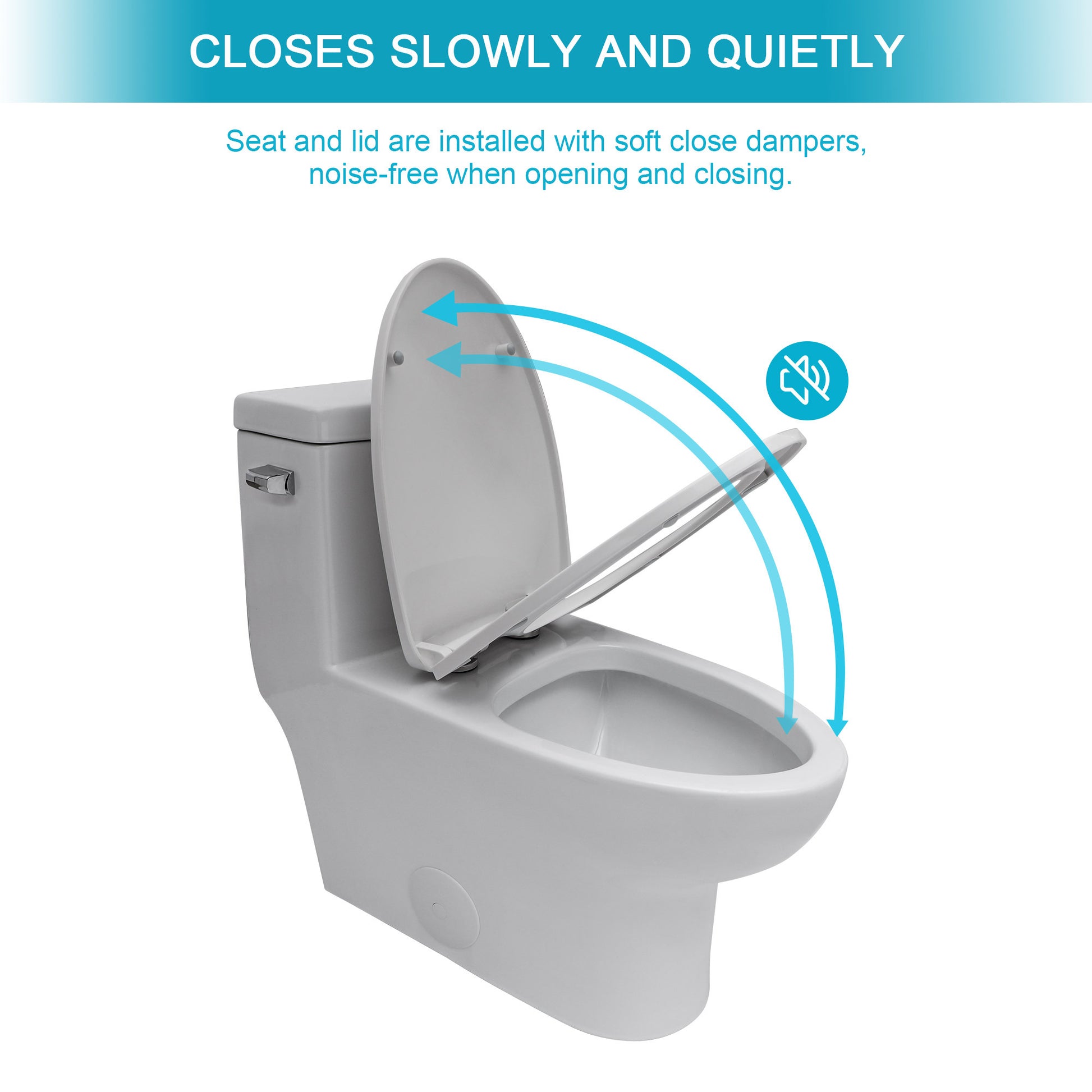 Ceramic One Piece Toilet,Single Flush With Soft Clsoing Seat White Ceramic