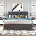 Upholstered Platform Bed With 2 Drawers And 1 Twin Xl Trundle, Linen Fabric, Queen Size Dark Gray Old Sku :Lp000314Aae Dark Gray Upholstered