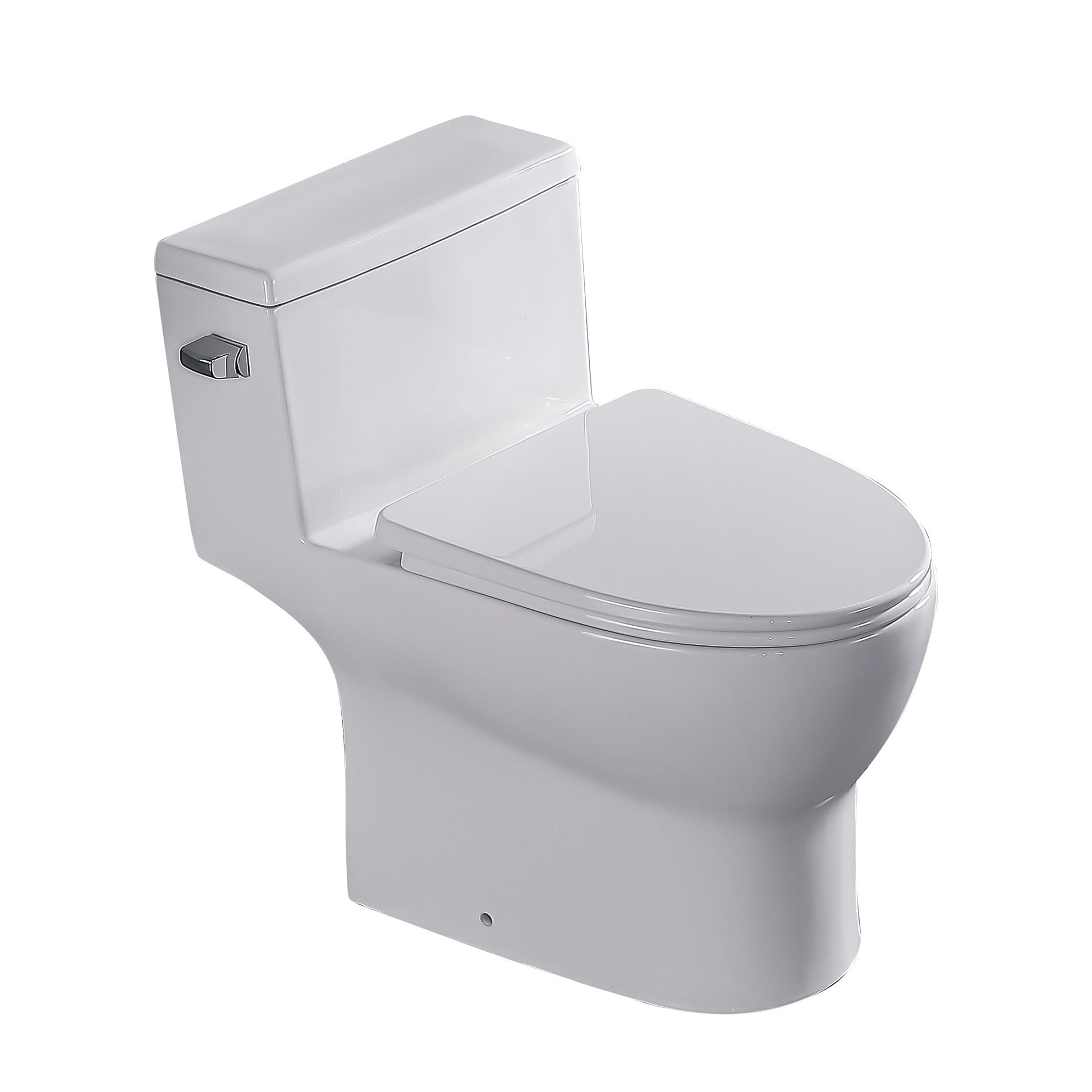 Ceramic One Piece Toilet,Single Flush With Soft Clsoing Seat White Ceramic