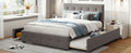 Upholstered Platform Bed With 2 Drawers And 1 Twin Xl Trundle, Linen Fabric, Queen Size Light Gray Old Sku :Lp000314Aan Light Gray Upholstered