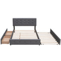 Upholstered Platform Bed With 2 Drawers And 1 Twin Xl Trundle, Linen Fabric, Queen Size Dark Gray Old Sku :Lp000314Aae Dark Gray Upholstered