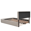 Upholstered Platform Bed With 2 Drawers And 1 Twin Xl Trundle, Linen Fabric, Queen Size Dark Beige Old Sku :Lp000314Aaa Beige Upholstered