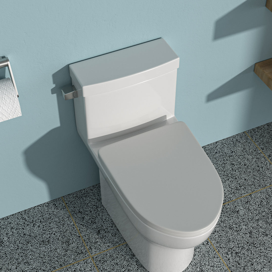 Ceramic One Piece Toilet,Single Flush With Soft Clsoing Seat White Ceramic