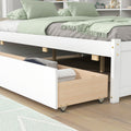 Full Bed With Side Bookcase, Drawers,White White Pine