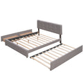 Upholstered Platform Bed With 2 Drawers And 1 Twin Xl Trundle, Linen Fabric, Queen Size Light Gray Old Sku :Lp000314Aan Light Gray Upholstered