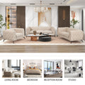 Modern 3 Piece Sofa Sets With Sturdy Metal Legs,Velvet Upholstered Couches Sets Including Three Seat Sofa, Loveseat And Single Chair For Living Room Furniture Set,Beige Beige Foam Velvet