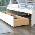 Twin Bed With Side Bookcase, Drawers,White White Pine