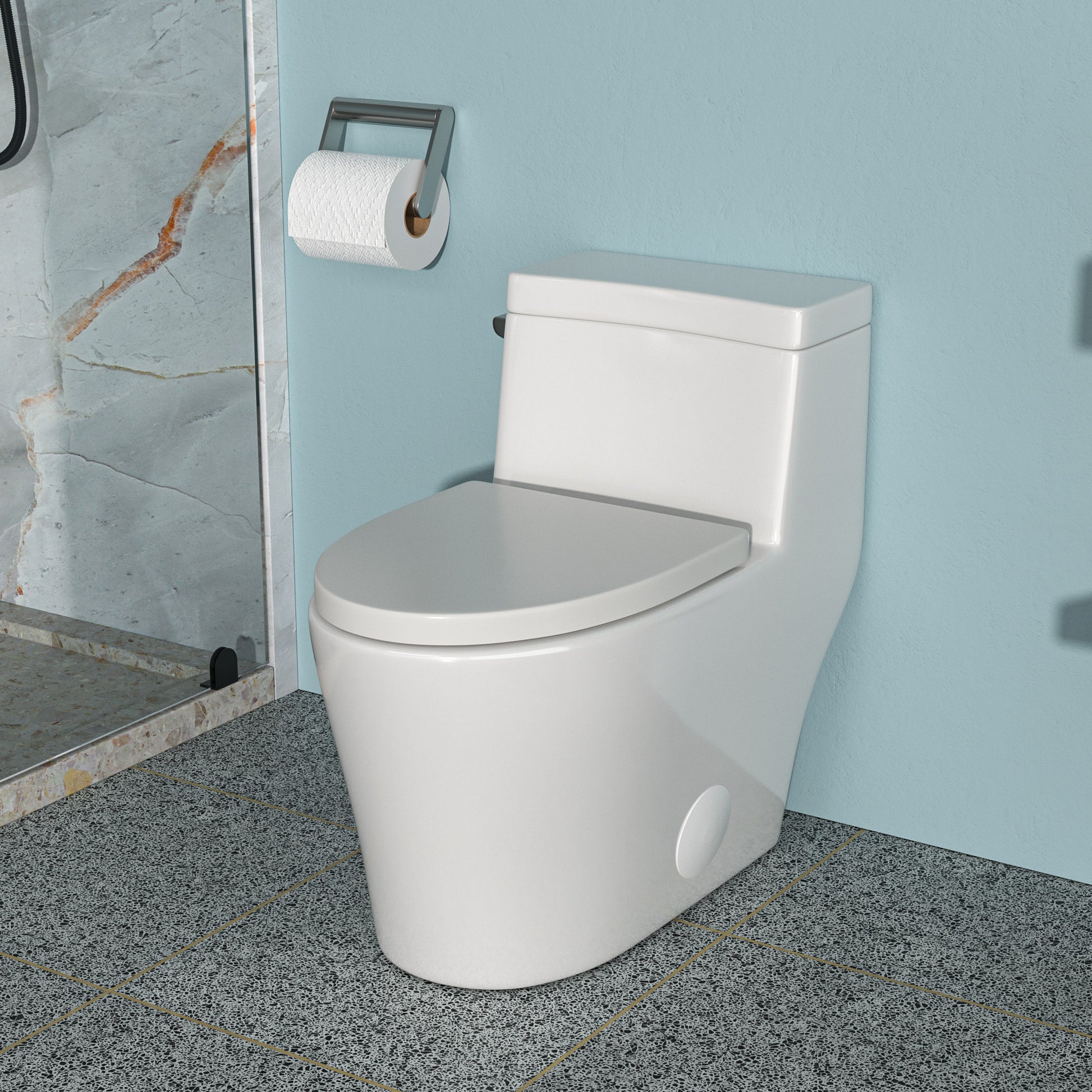 Ceramic One Piece Toilet,Single Flush With Soft Clsoing Seat White Ceramic