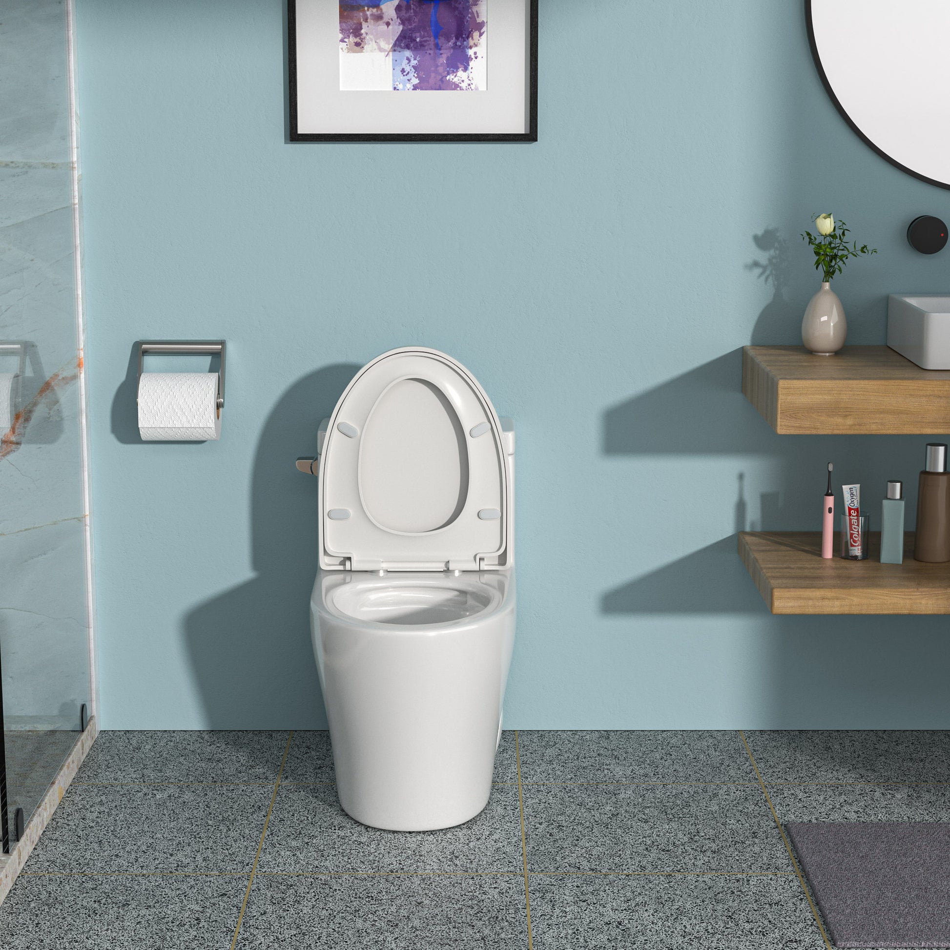 Ceramic One Piece Toilet,Single Flush With Soft Clsoing Seat White Ceramic