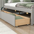 Full Bed With Side Bookcase, Drawers,Grey Full Grey Pine