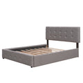 Upholstered Platform Bed With 2 Drawers And 1 Twin Xl Trundle, Linen Fabric, Queen Size Light Gray Old Sku :Lp000314Aan Light Gray Upholstered