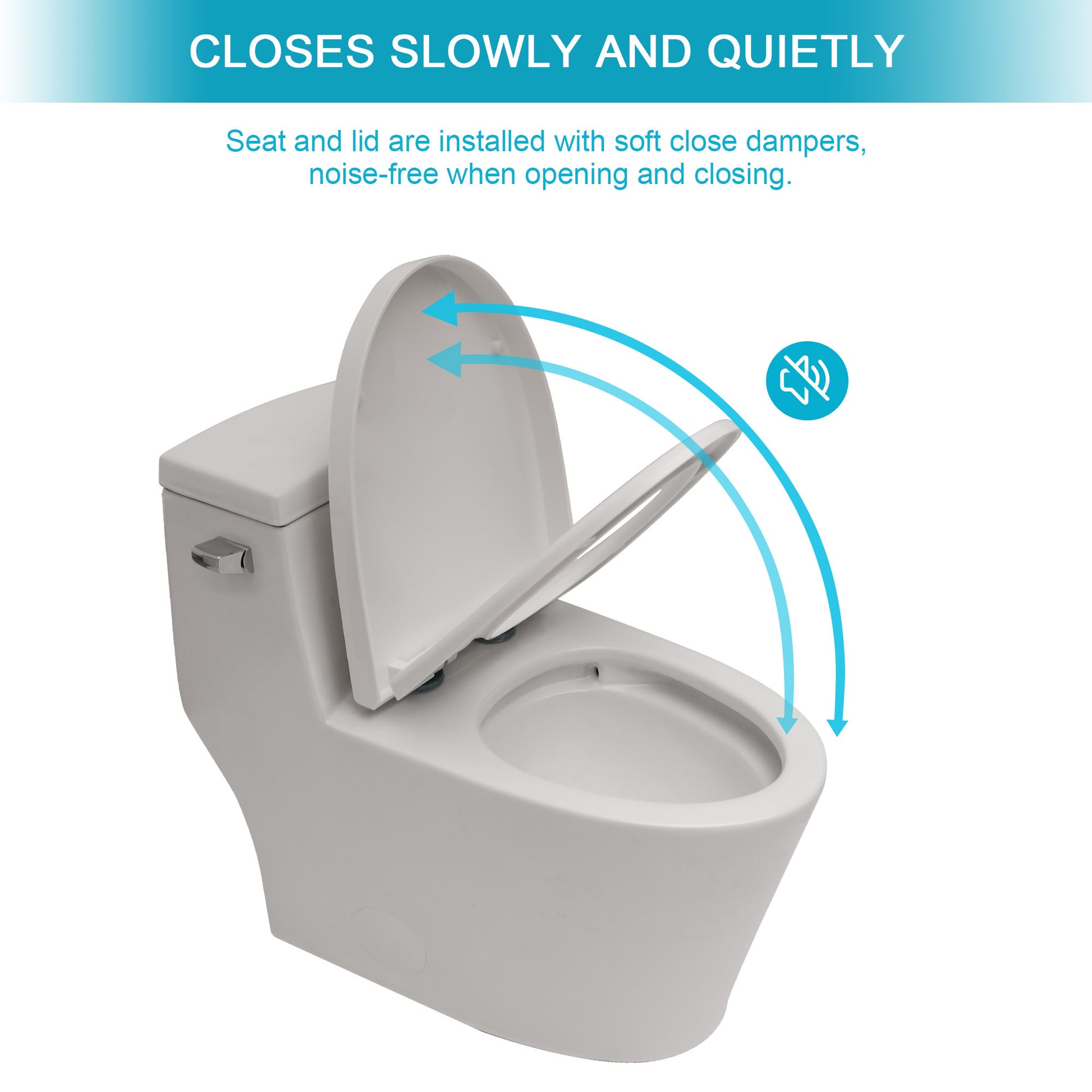 Ceramic One Piece Toilet,Single Flush With Soft Clsoing Seat White Ceramic