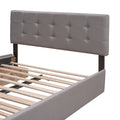 Upholstered Platform Bed With 2 Drawers And 1 Twin Xl Trundle, Linen Fabric, Queen Size Light Gray Old Sku :Lp000314Aan Light Gray Upholstered