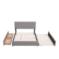 Upholstered Platform Bed With 2 Drawers And 1 Twin Xl Trundle, Linen Fabric, Queen Size Light Gray Old Sku :Lp000314Aan Light Gray Upholstered