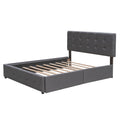 Upholstered Platform Bed With 2 Drawers And 1 Twin Xl Trundle, Linen Fabric, Queen Size Dark Gray Old Sku :Lp000314Aae Dark Gray Upholstered