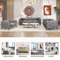 Modern 3 Piece Sofa Sets With Sturdy Metal Legs,Velvet Upholstered Couches Sets Including Three Seat Sofa, Loveseat And Single Chair For Living Room Furniture Set,Gray Gray Foam Velvet