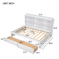 Full Bed With Side Bookcase, Drawers,White White Pine