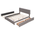 Upholstered Platform Bed With 2 Drawers And 1 Twin Xl Trundle, Linen Fabric, Queen Size Light Gray Old Sku :Lp000314Aan Light Gray Upholstered