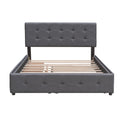 Upholstered Platform Bed With 2 Drawers And 1 Twin Xl Trundle, Linen Fabric, Queen Size Dark Gray Old Sku :Lp000314Aae Dark Gray Upholstered