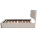 Upholstered Platform Bed With 2 Drawers And 1 Twin Xl Trundle, Linen Fabric, Queen Size Dark Beige Old Sku :Lp000314Aaa Beige Upholstered