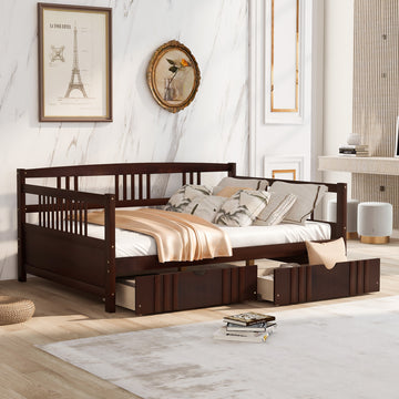 Full Size Daybed Wood Bed With Two Drawers,Espresso Old Sku:Lp000058Aap Espresso Solid Wood