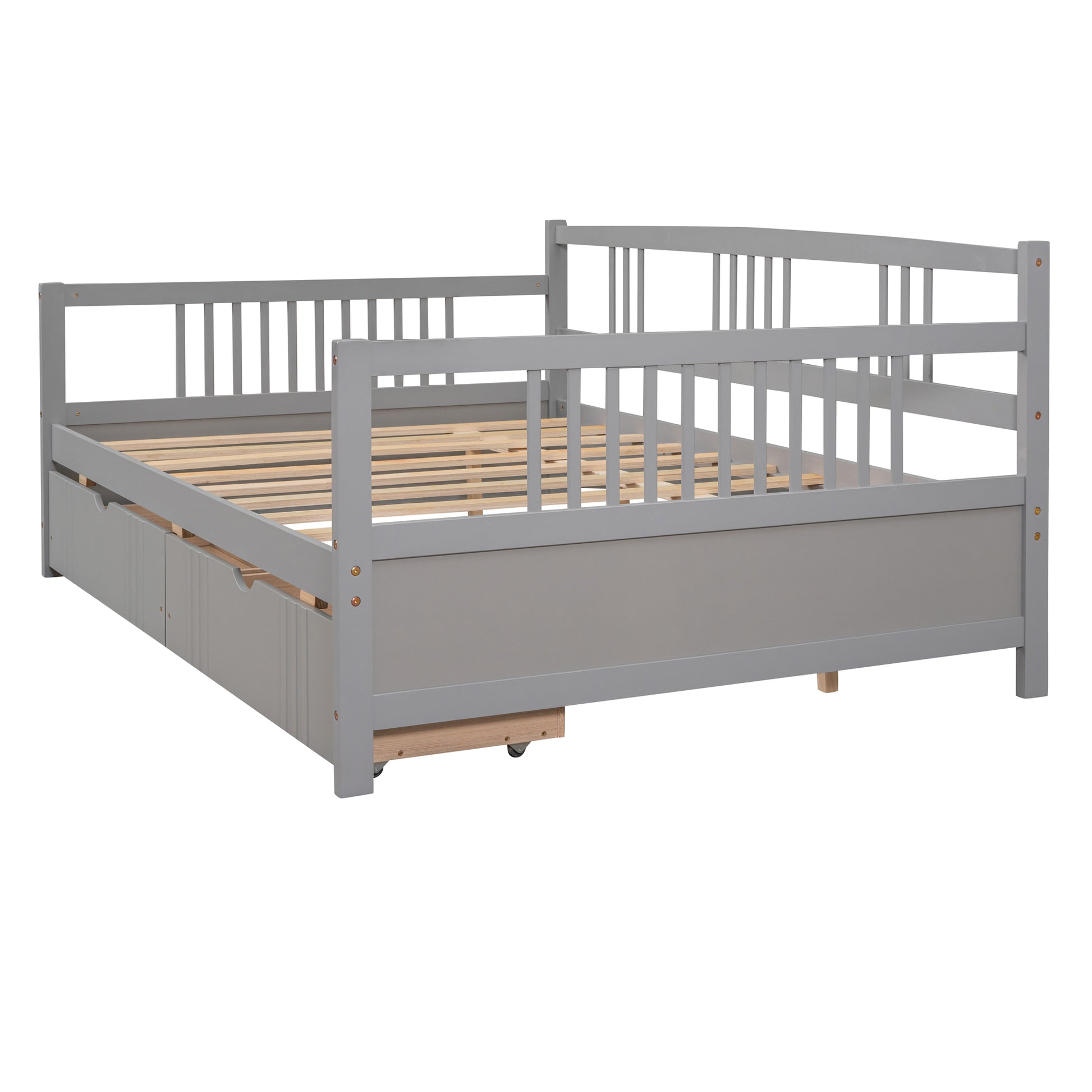 Full Size Daybed Wood Bed With Two Drawers,Gray Old Sku:Lp000058Aae Gray Solid Wood