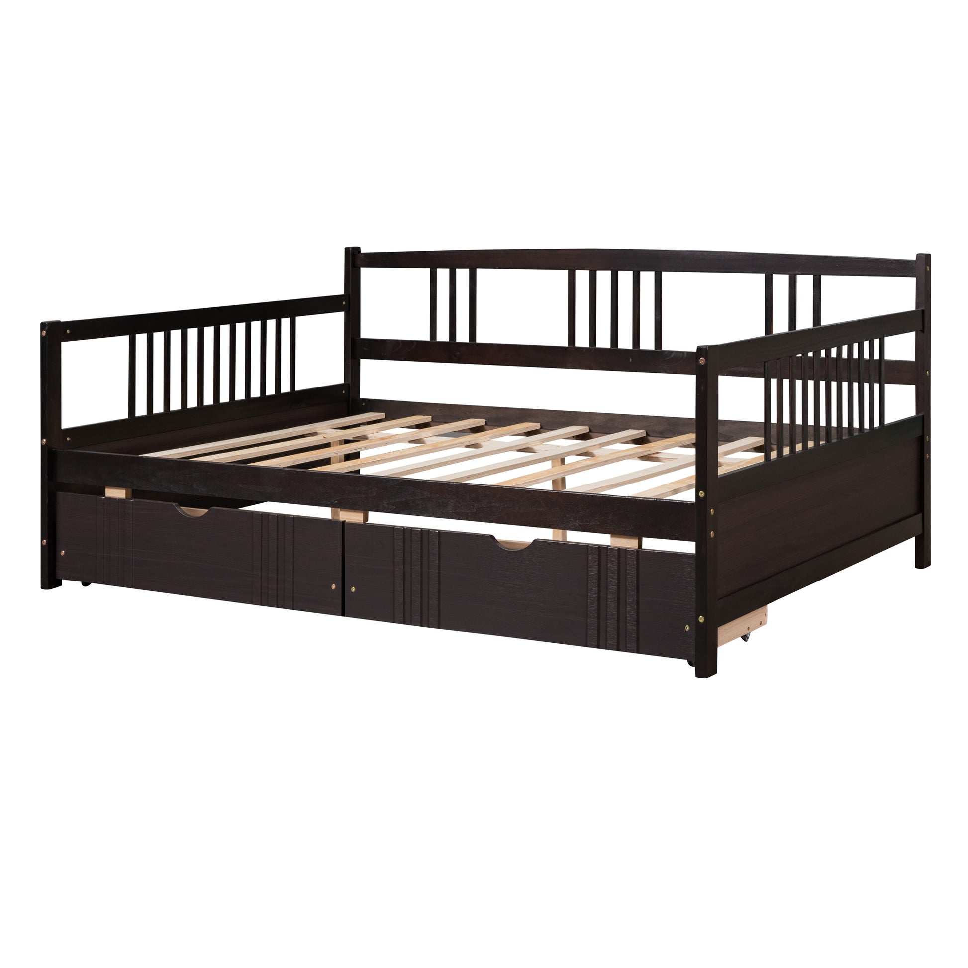 Full Size Daybed Wood Bed With Two Drawers,Espresso Old Sku:Lp000058Aap Espresso Solid Wood