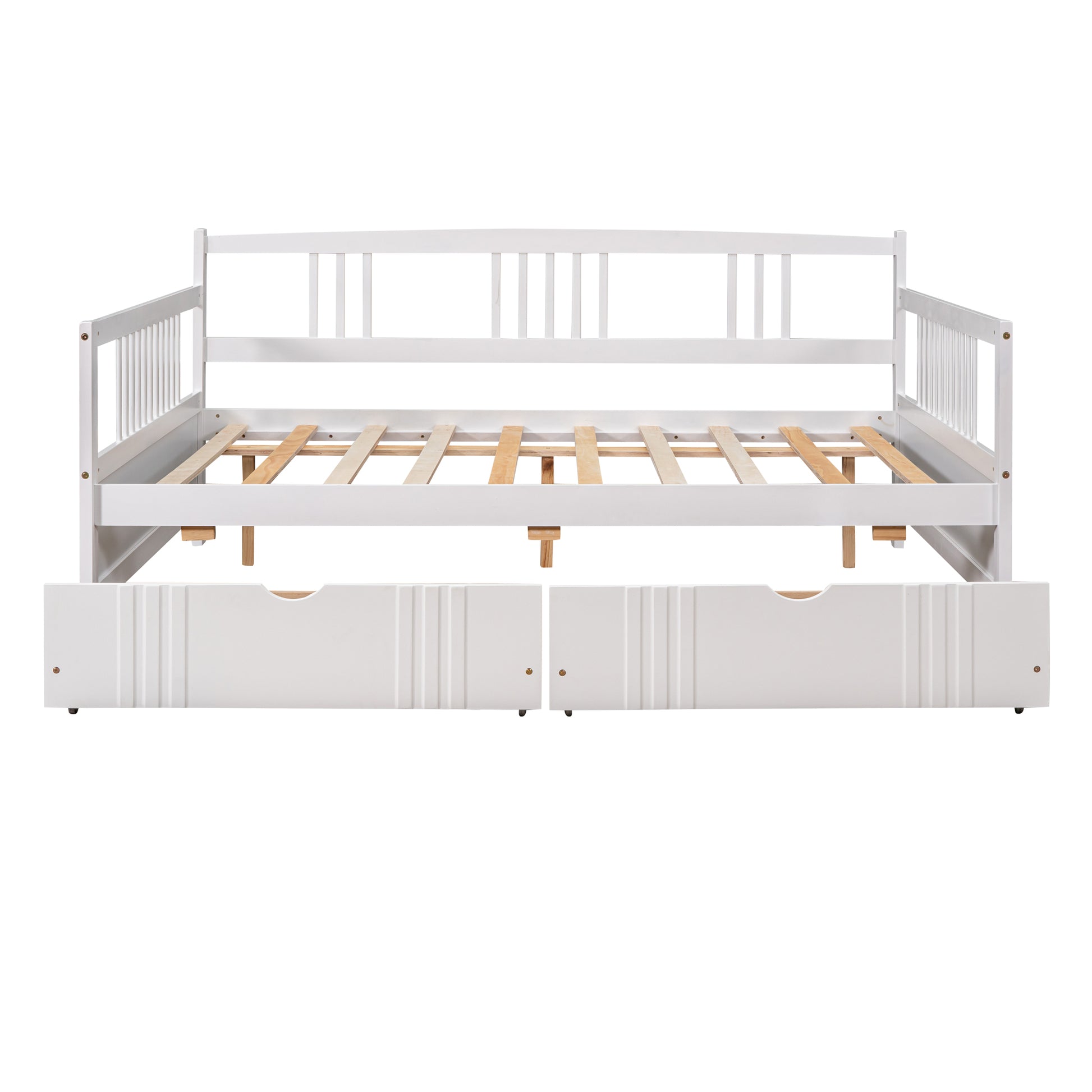 Full Size Daybed Wood Bed With Two Drawers,White Old Sku:Lp000058Aak White Solid Wood