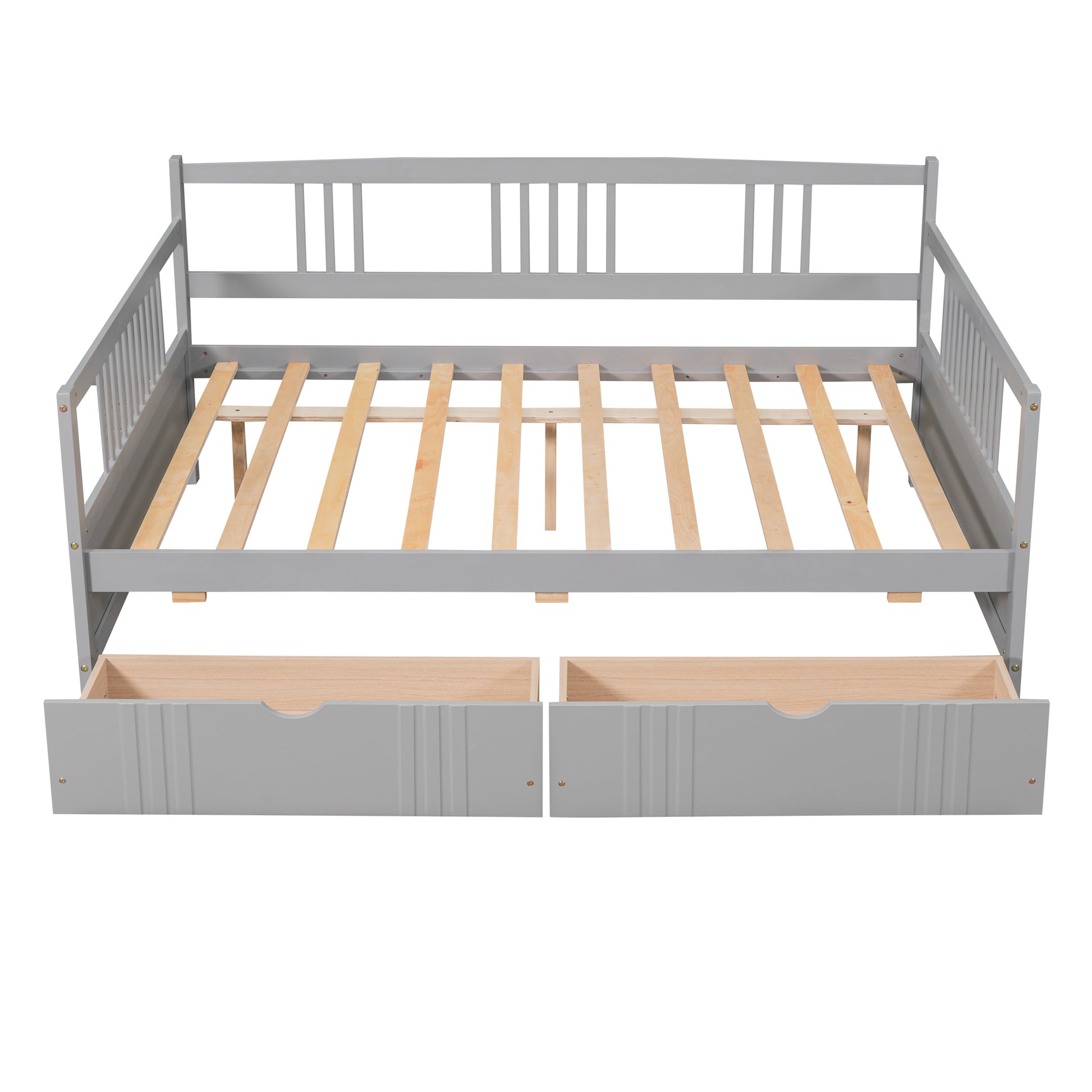 Full Size Daybed Wood Bed With Two Drawers,Gray Old Sku:Lp000058Aae Gray Solid Wood