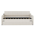 Twin Size Upholstery Daybed With Trundle And Usb Charging Design,Trundle Can Be Flat Or Erected,Beige Beige Upholstered