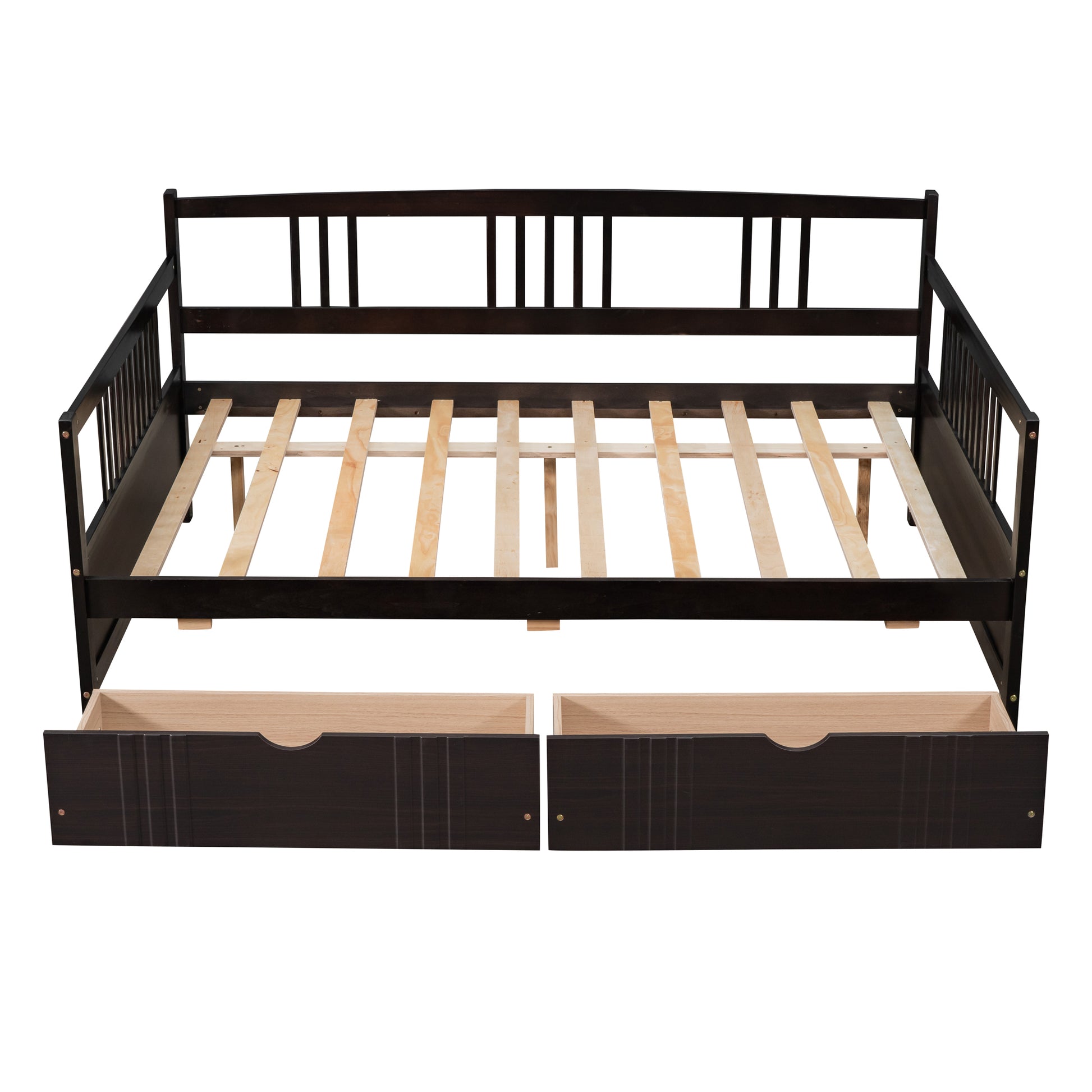 Full Size Daybed Wood Bed With Two Drawers,Espresso Old Sku:Lp000058Aap Espresso Solid Wood