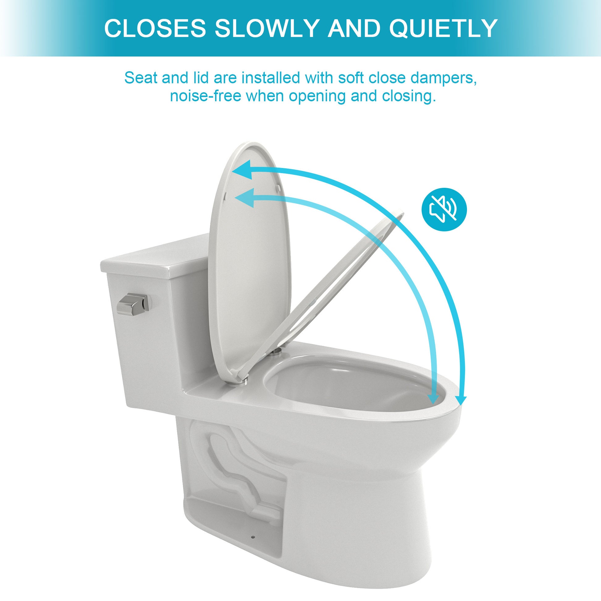 Ceramic One Piece Toilet,Single Flush With Soft Clsoing Seat White Ceramic