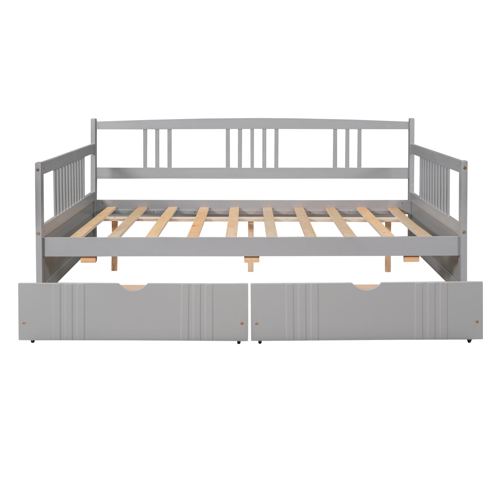 Full Size Daybed Wood Bed With Two Drawers,Gray Old Sku:Lp000058Aae Gray Solid Wood