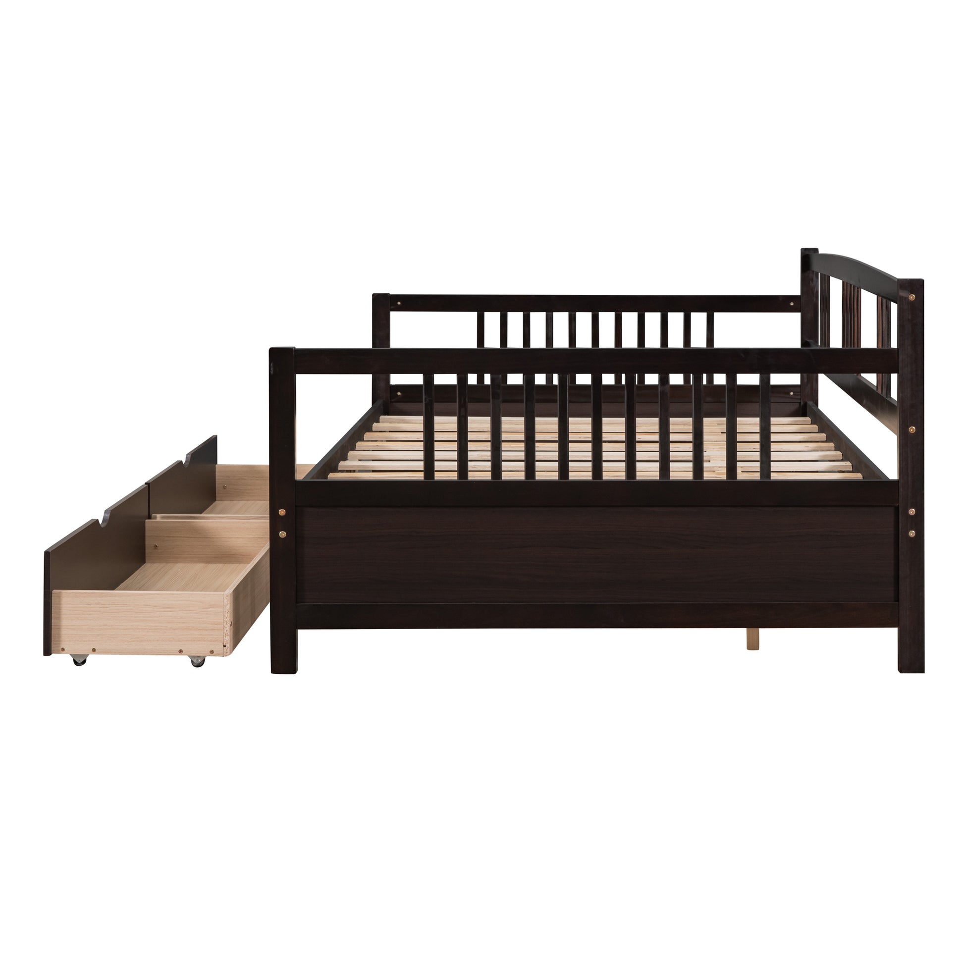 Full Size Daybed Wood Bed With Two Drawers,Espresso Old Sku:Lp000058Aap Espresso Solid Wood