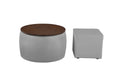 Video Round Ottoman Set With Storage, 2 In 1 Combination, Round Coffee Table, Square Foot Rest Footstool For Living Room Bedroom Entryway Office Gray Velvet