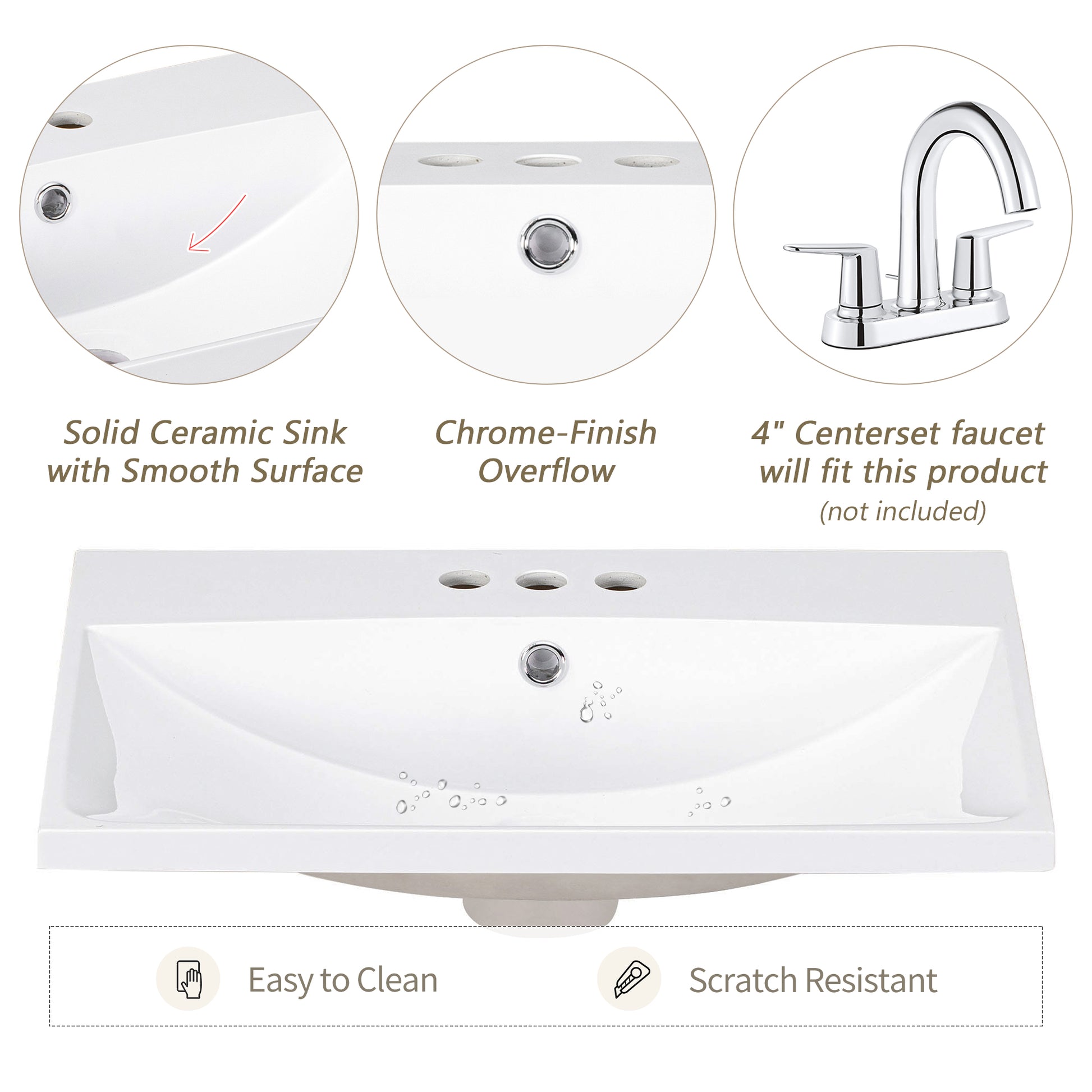 Video 24" Grey Modern Sleek Bathroom Vanity Elegant Ceramic Sink With Solid Wood Frame Open Style Shelf Grey Solid Wood