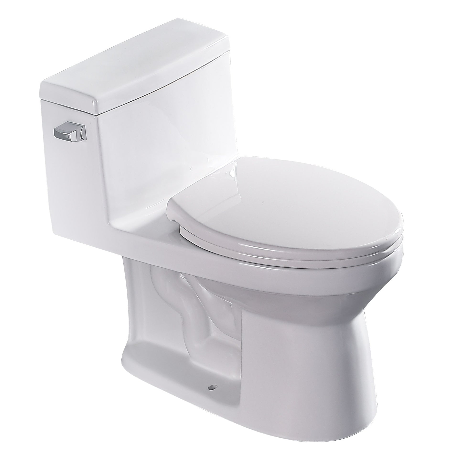 Ceramic One Piece Toilet,Single Flush With Soft Clsoing Seat White Ceramic