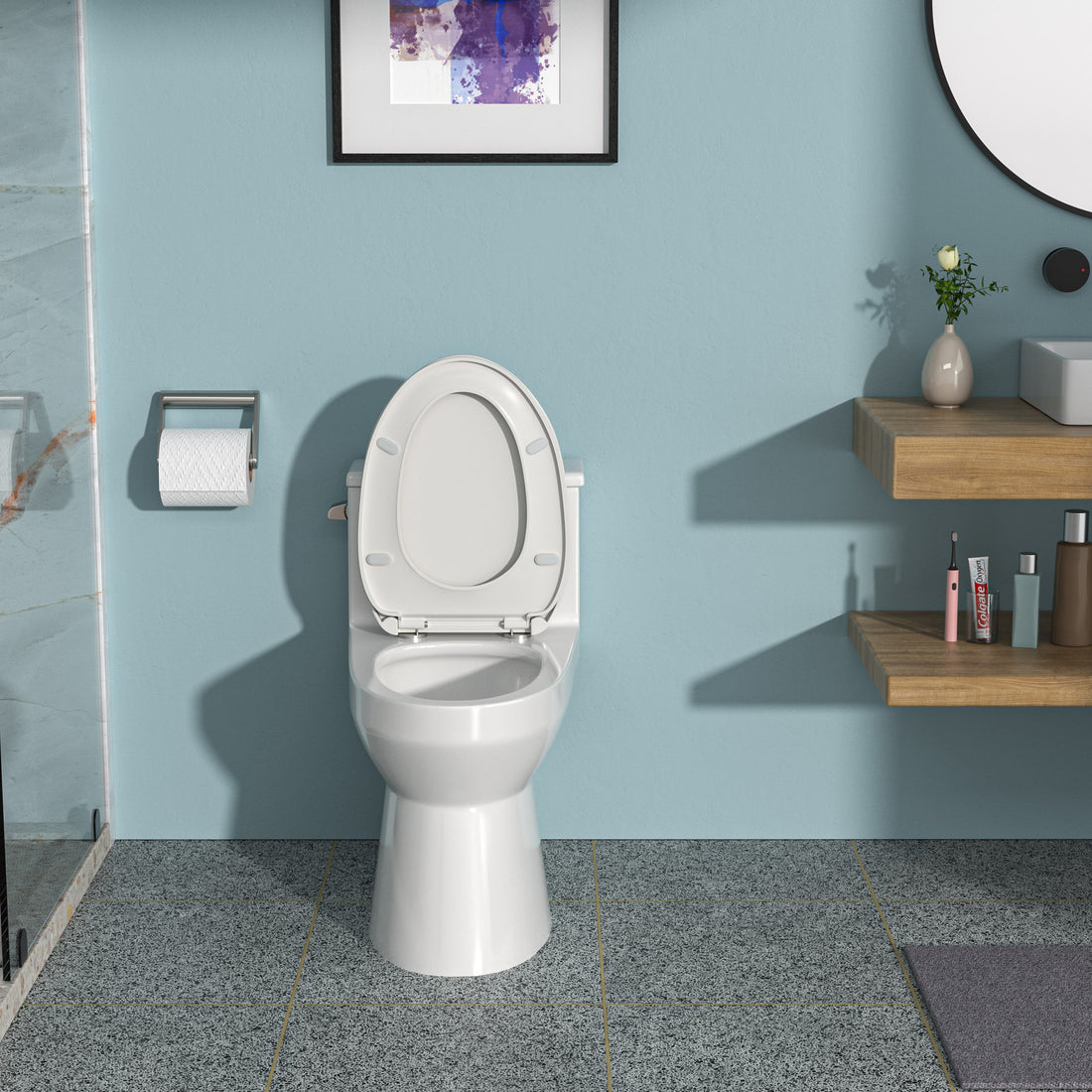 Ceramic One Piece Toilet,Single Flush With Soft Clsoing Seat White Ceramic