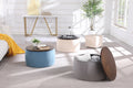 Video Round Ottoman Set With Storage, 2 In 1 Combination, Round Coffee Table, Square Foot Rest Footstool For Living Room Bedroom Entryway Office Gray Velvet