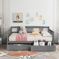 Full Size Daybed Wood Bed With Two Drawers,Gray Old Sku:Lp000058Aae Gray Solid Wood