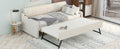 Twin Size Upholstery Daybed With Trundle And Usb Charging Design,Trundle Can Be Flat Or Erected,Beige Beige Upholstered