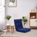 Modern Folding Lounge Chaise For Living Room And Bedroom,5 Reclining Position, Djustable Foldable Modern Leisure Sofa Video Gaming Sofa Navy Cotton Metal
