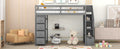 Twin Size Loft Bed With Storage Drawers And Stairs, Wooden Loft Bed With Shelves Gray Gray Solid Wood