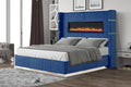 Lizelle Modern Style Upholstery King 5 Piece Includes: King Size Bed, Nightstand, Chest Of Drawers, Dresser, And Mirror Fireplace Bedroom Set Made With Wood In Blue Box Spring Required King Blue Wood 5 Piece Set Bedroom Bed Included,Chest