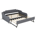 Full Size Upholstery Daybed With Trundle And Usb Charging Design,Trundle Can Be Flat Or Erected,Gray Full Gray Pine