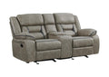 Denali Faux Leather Upholstered 2 Pc Sofa Set Made With Wood Finished In Gray Gray Faux Leather Metal Bedroom Medium Soft Cushion Back Contemporary,Modern Solid Wood Mdf Wood 5 Seat